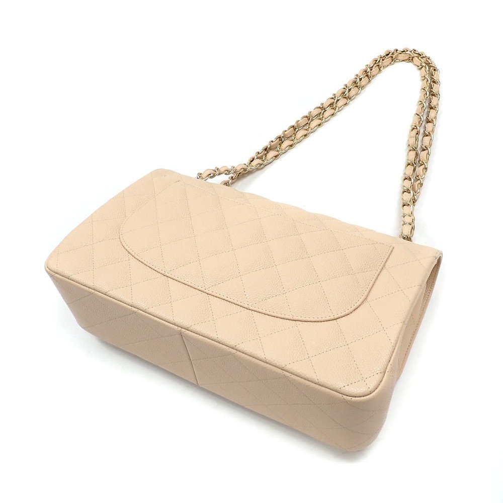 Chanel W flap chain shoulder bag Matelasse 30 Women's Beige Caviar Skin A5860... - Picture 3 of 10